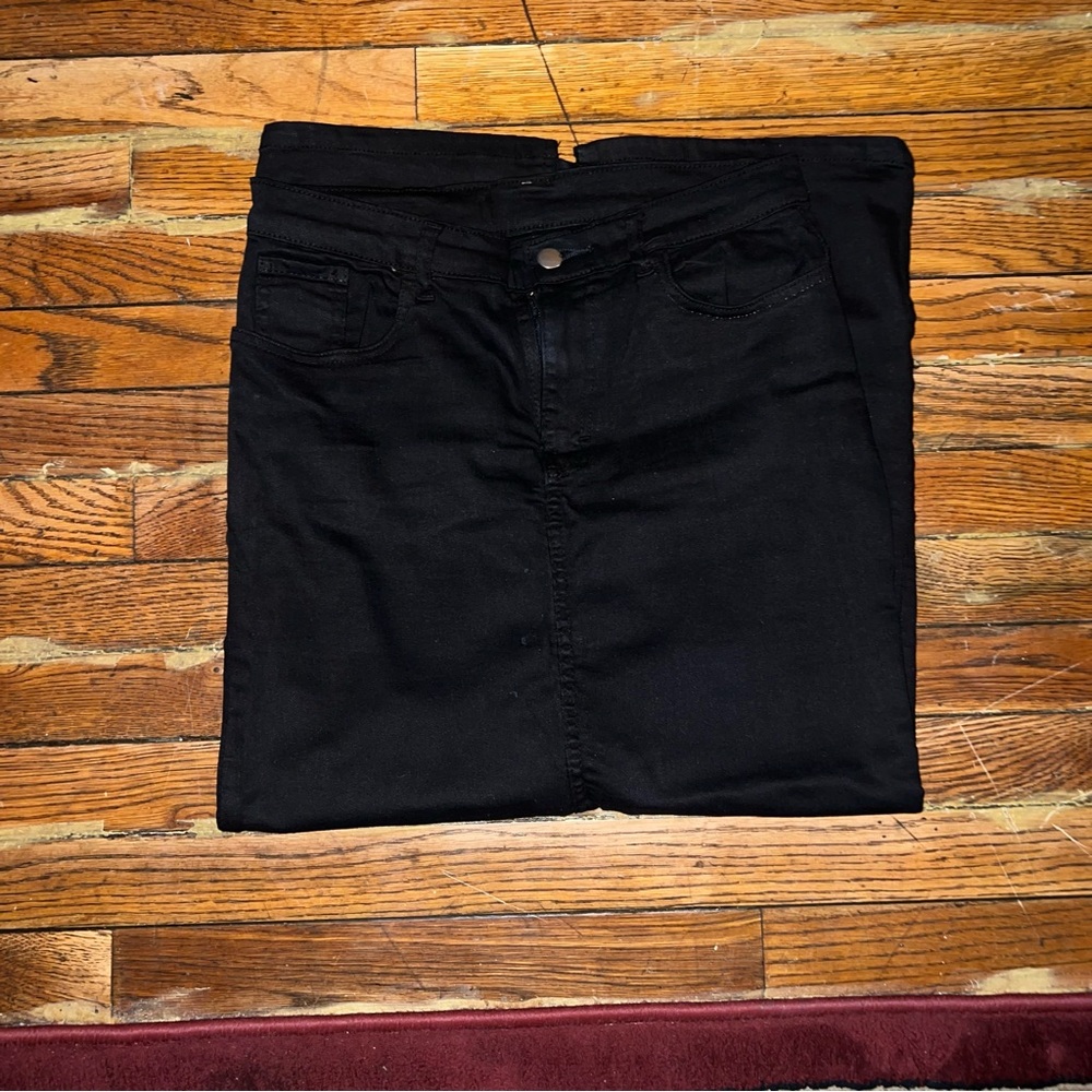 Black Denim Maxi Skirt
